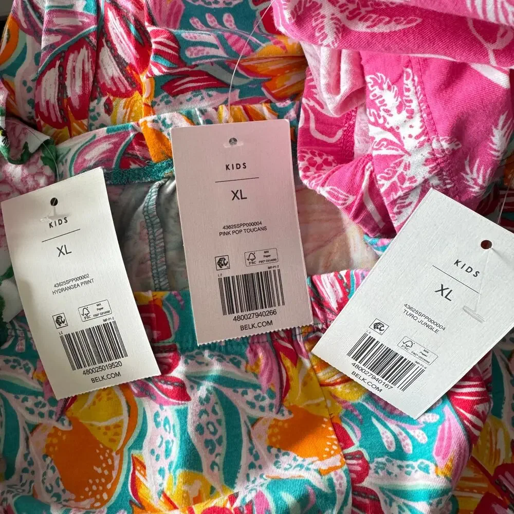 Crown & Ivy Lot of 3 Girls X-Large Pants Floral Stretch Elastic Waist Pull-On